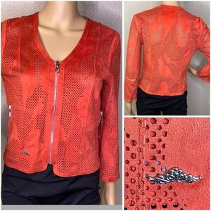 Urbancode Zipper Jacket With Bird Design on Back Orange US Size 4 UK Size 8
